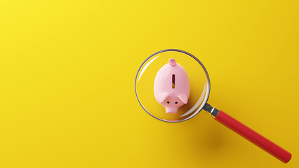 Successful Banking: Analyzing Growth and Financial Success with Piggy Bank on Colored Background