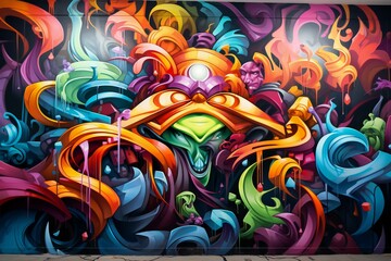 Graffiti art on the wall. Urban style.