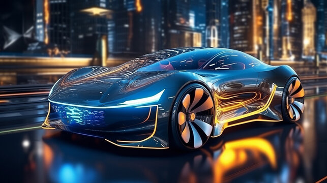 EV car technology for the future.3D rendering.