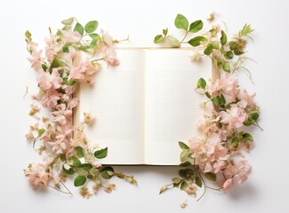 Obraz premium Empty book with flowers
