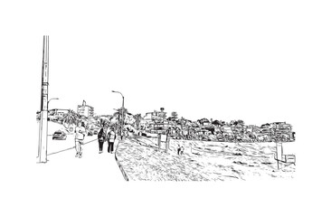 Fototapeta premium Building view with landmark of Punta Gorda is the city in Florida. Hand drawn sketch illustration in vector.