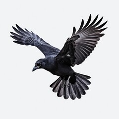 Naklejka premium Flying black crow isolated