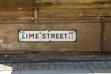 Lime Street Sign in Liverpool, signage