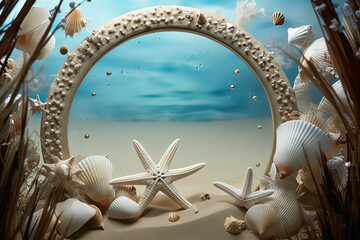 Fototapeta na wymiar Ocean style illustration background. AI technology generated image