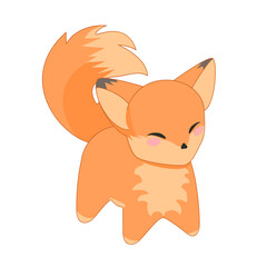 Cute cartoon red little fox cub, flat illustration design element