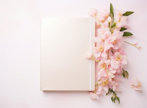 Empty book with flowers