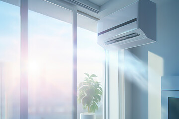 The air conditioning in the summer room is fully turned on. AI technology generated image