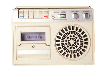 Retro portable stereo cassette tape recorder from 80s.