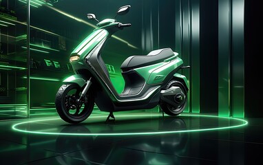 futuristic Sci-fi Electric scooter Concept retail store