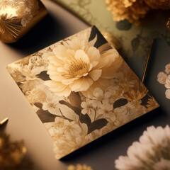 Exquisite floral pattern design with botanical elements, perfect for stationery, textiles, and elegant branding