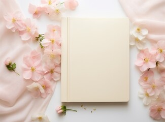 Empty book with flowers