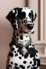 dalmatian dog sitting. generative ai.