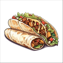 Mexician traditional food taco vector illustration clipart isolated on white 
