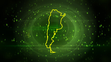 Argentina Map on Digital Technology Background