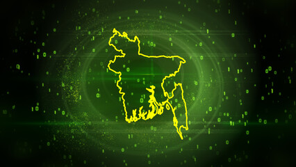 Bangladesh Map on Digital Technology Background