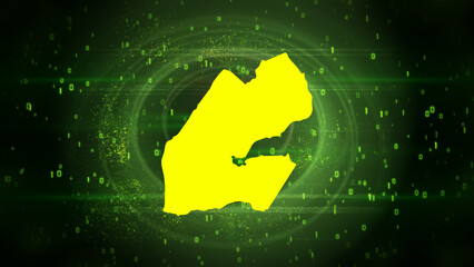 Djibouti Map on Digital Technology Background