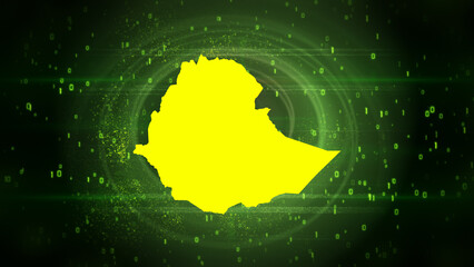 Ethiopia Map on Digital Technology Background