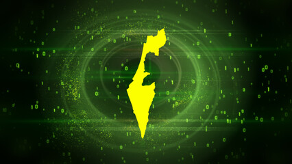 Israel Map on Digital Technology Background
