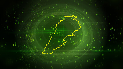Lebanon Map on Digital Technology Background