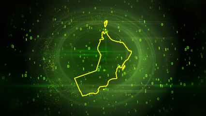 Oman Map on Digital Technology Background
