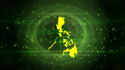 Philippines Map on Digital Technology Background
