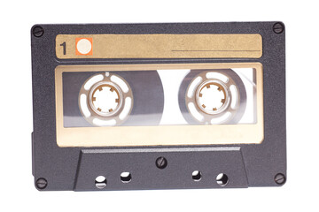 Close up of retro audio cassette tape,side 1