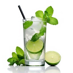 mojito cocktail isolated on white background
