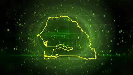 Senegal Map on Digital Technology Background

