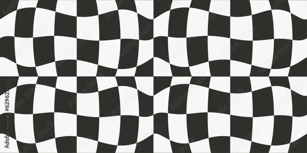 Aufkleber very curly racing flag. pattern of black and white curved cells, seamless vector flag. for seamless 