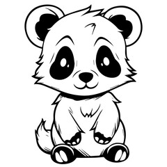 panda bear. Cartoon outlined design