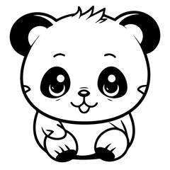 Fototapeta premium panda bear. Cartoon outlined design