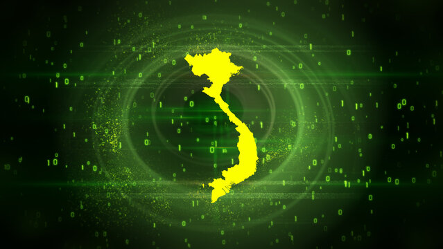 Vietnam Map on Digital Technology Background
