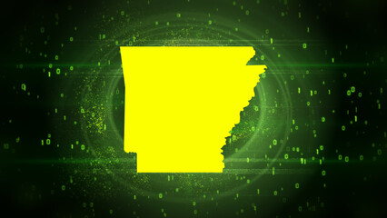 Arkansas State Map on Digital Technology Background