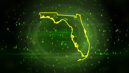 Florida State Map on Digital Technology Background