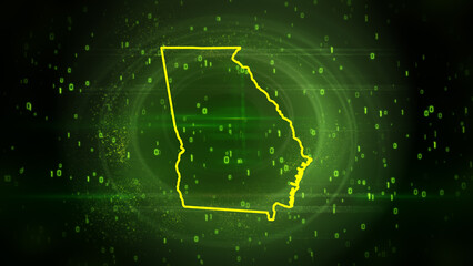 Georgia State Map on Digital Technology Background