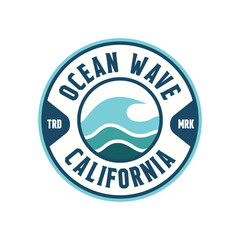 vector logo sea waves ocean landscape nature view stamp vintage inspiration