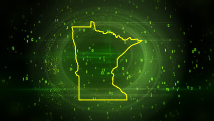 Minnesota State Map on Digital Technology Background