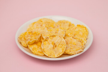 Corn cakes,corn cookies on small plate