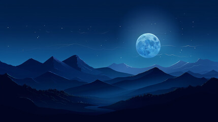 Naklejka na ściany i meble landscape with moon