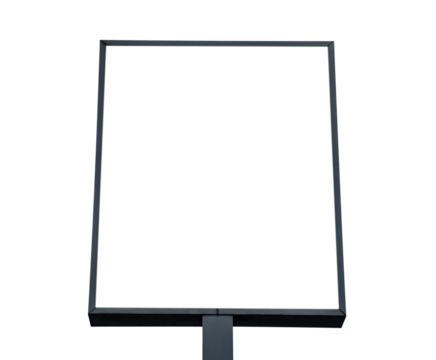 Blank billboard isolated on transparent background, PNG