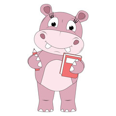 cute hippo animal cartoon