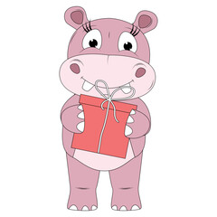 cute hippo animal cartoon