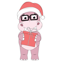 cute hippo animal cartoon