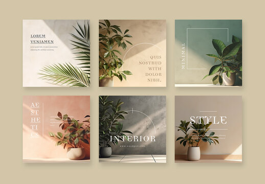 Social Media Layouts With Still Tropical Images and Generative Ai
