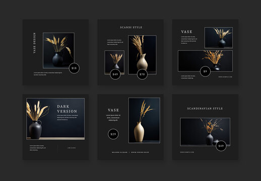 Product Showcase Social Media Layouts With Dark Style