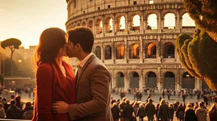 Papier Peint photo Rome A Sweet Couple Kissing at Rome. Saint Valentine's day