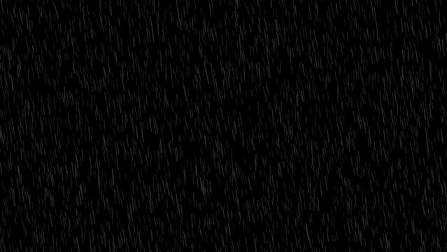 Overlay Realistic Windy  Raining On Black Background Raindrops Falling Animation