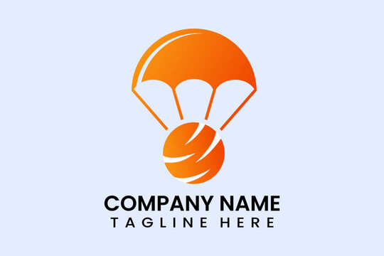 Flat vector parachute orange logo modern style template