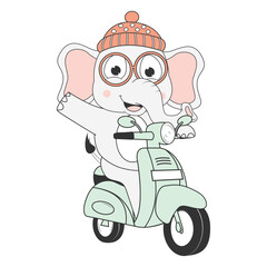cute elephant cartoon ride motorcycle