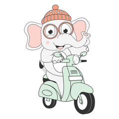 cute elephant cartoon ride motorcycle